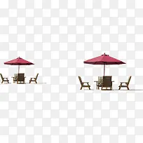 红色夏季遮阳伞桌子