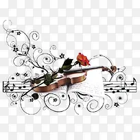 小提琴和玫瑰花