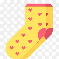 爱心黄色拼接风格袜子