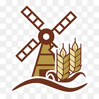 农业稻田风车大麦麦穗logo