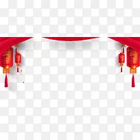 2018新年灯笼红帘背景边框设计