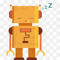 呼呼睡觉的橘色机器人