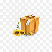 向日葵花和礼盒