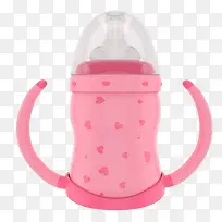 粉色宝宝心图案奶瓶