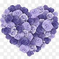 紫色心形玫瑰花装饰图案