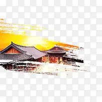中国建筑屋顶笔触