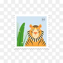 老虎动物邮票