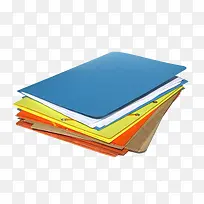 一堆蓝色橘色黄色的文件夹