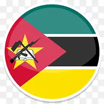 莫桑比克平圆世界国旗图标集
