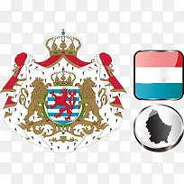 卢森堡矢量国徽国旗元素