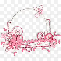 粉色花装饰圆形边框