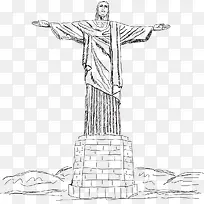矢量手绘里约热内卢基督像
