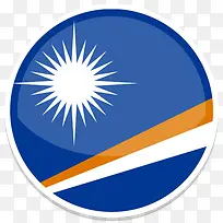马歇尔岛平圆世界国旗图标集