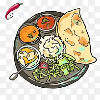 矢量美味泰国咖喱料理插画素材