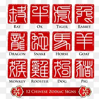 篆刻12生肖字体