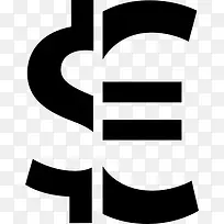 美元兑欧元货币符号图标