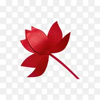 春节红色花朵剪纸