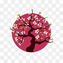 矢量日本樱花树