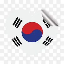 韩国国旗爱心贴纸