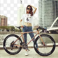 骑自行车的美女