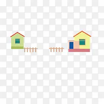 彩色的隔着篱笆的房子