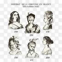 18世纪的欧美妇女插画矢量