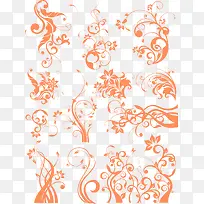 矢量欧式花纹素材优雅橙色装饰