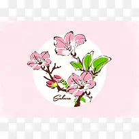 矢量樱花画插图