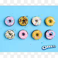 彩色美味甜甜圈海报背景广告