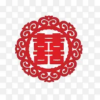 矢量红色精美圆形喜字