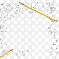 铅笔手绘学习用品背景