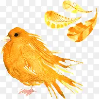金黄的水彩鸟