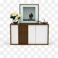 客厅棕白色简单欧式鞋柜