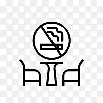 线稿餐桌禁止吸烟图标