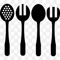 勺子和叉子厨房图标
