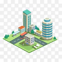 扁平化等距3D建筑