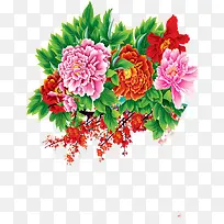 手绘富贵满堂花卉展板