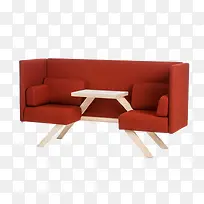 双人红色沙发设计