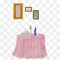 粉色吃饭游戏桌子