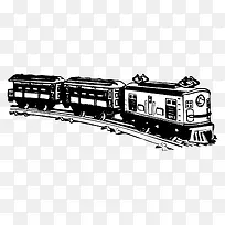 卡通手绘黑白行驶火车剪影