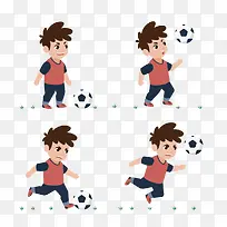 卡通小人运动踢足球素材图片