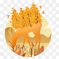 二十四节气插画秋分手绘