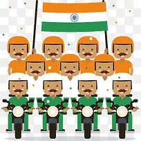 印度摩托车队国旗海报