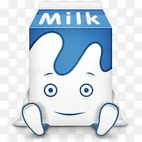 卡通牛奶盒子表情图标