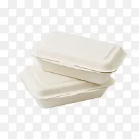 白色层叠的一次性饭盒实物