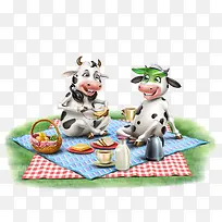 野餐的奶牛创意图片