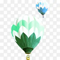 蓝绿色条纹清新热气球