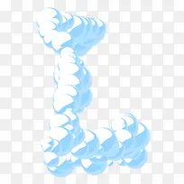 白色云彩气泡立体字母L