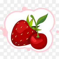 矢量手绘草莓和樱桃