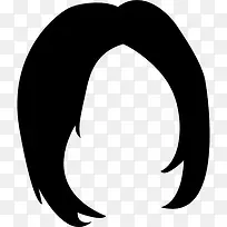 短女性黑头发的形状图标